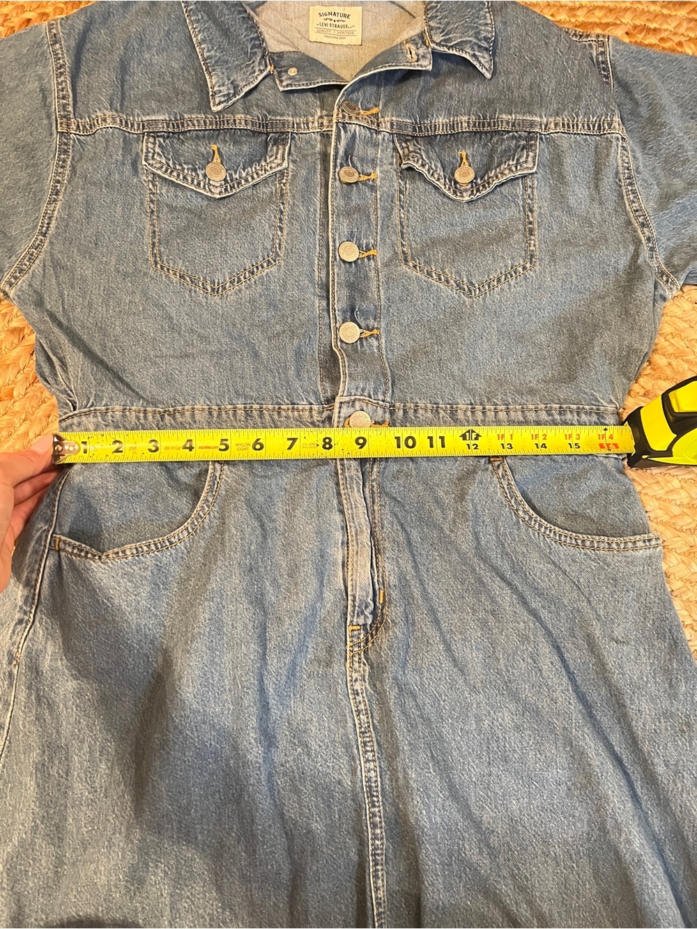 Levi Strauss Signature Women’s Denim Shirt Dress Short Sleeve Size M - Picture 9 of 10